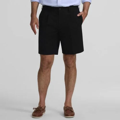 Men's No Iron 9" Pleated Front Chino Short