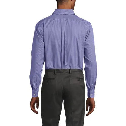 Men's Tailored Fit No Iron Pattern Supima Cotton Pinpoint Buttondown Collar Dress Shirt