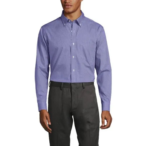 Men's Tailored Fit No Iron Pattern Supima Cotton Pinpoint Buttondown Collar Dress Shirt