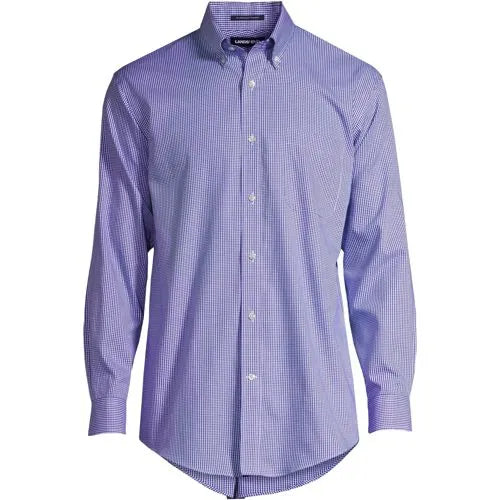 Men's Tailored Fit No Iron Pattern Supima Cotton Pinpoint Buttondown Collar Dress Shirt