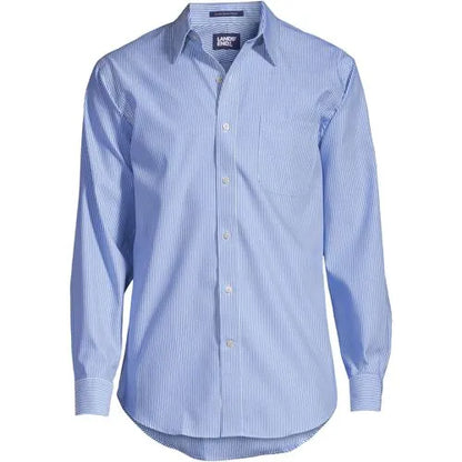 Men's Big and Tall Pattern No Iron Supima Pinpoint Straight Collar