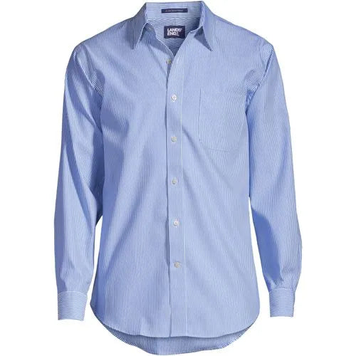 Men's Big and Tall Pattern No Iron Supima Pinpoint Straight Collar