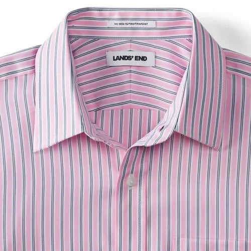 Men's No Iron Supima Cotton Pinpoint Straight Collar Dress Shirt