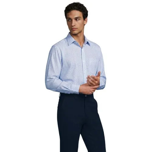 Men's No Iron Supima Cotton Pinpoint Straight Collar Dress Shirt