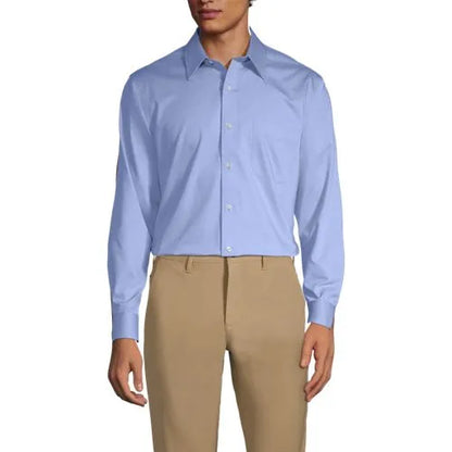 Men's No Iron Supima Cotton Pinpoint Straight Collar Dress Shirt