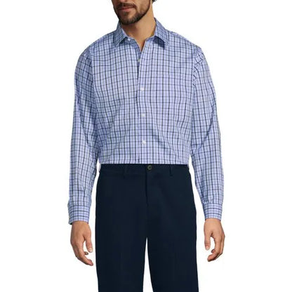 Men's No Iron Supima Cotton Pinpoint Straight Collar Dress Shirt