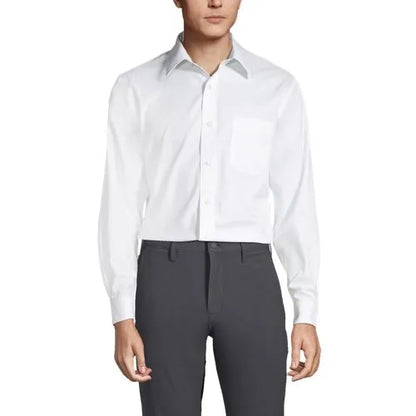 Men's No Iron Supima Cotton Pinpoint Straight Collar Dress Shirt