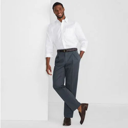 Men's No Iron Supima Cotton Pinpoint Straight Collar Dress Shirt