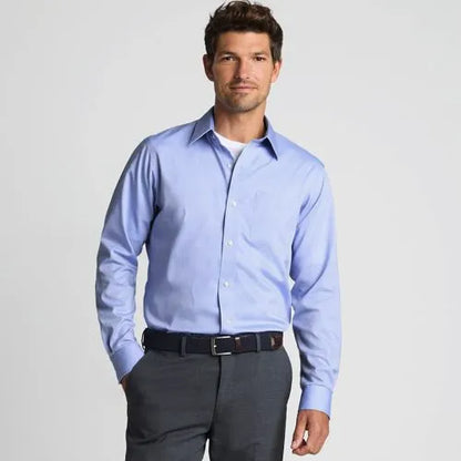 Men's No Iron Supima Cotton Pinpoint Straight Collar Dress Shirt