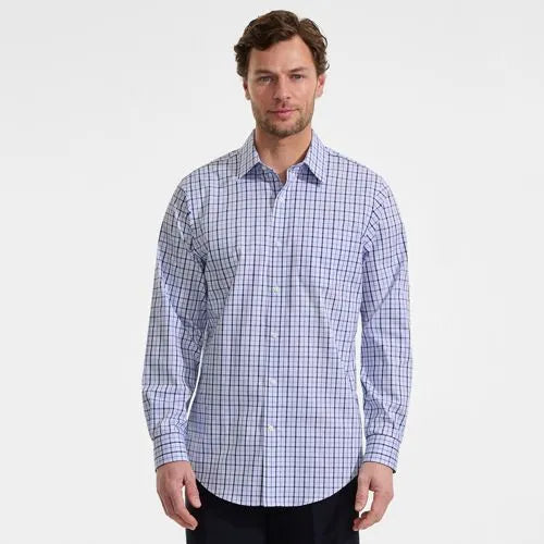 Men's No Iron Supima Cotton Pinpoint Straight Collar Dress Shirt