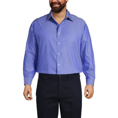 Men's No Iron Supima Cotton Pinpoint Straight Collar Dress Shirt