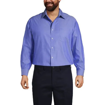 Men's No Iron Supima Cotton Pinpoint Straight Collar Dress Shirt
