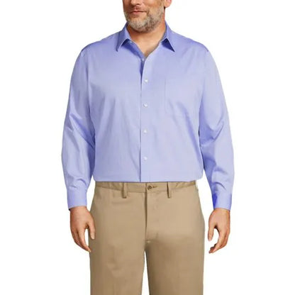 Men's No Iron Supima Cotton Pinpoint Straight Collar Dress Shirt
