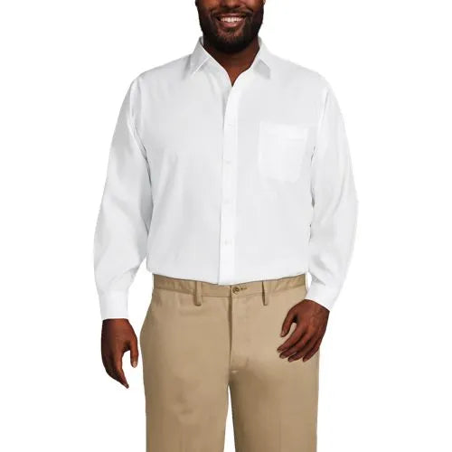 Men's No Iron Supima Cotton Pinpoint Straight Collar Dress Shirt