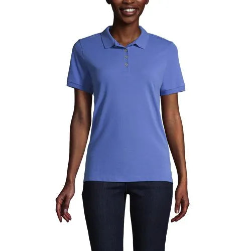 Women's Banded Short Sleeve Fem Fit Mesh Polo