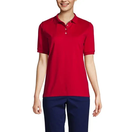 Women's Short Sleeve Relaxed Fit Banded Pima Polo Shirt