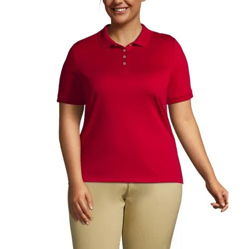 Women's Short Sleeve Relaxed Fit Banded Pima Polo Shirt