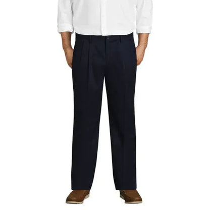 Men's No Iron Traditional Fit Pleated Front Chino Pant