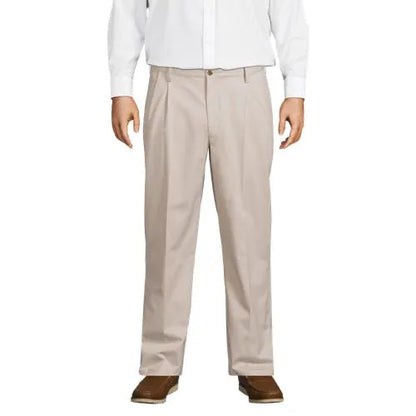 Men's No Iron Traditional Fit Pleated Front Chino Pant