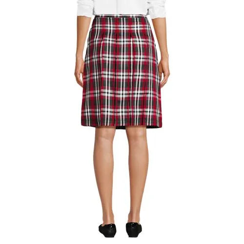 School Uniform Girls Plaid Box Pleat Skirt Top of the Knee