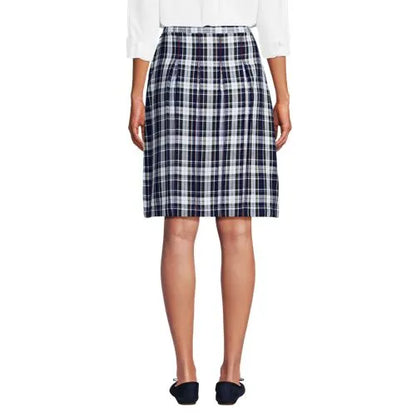 Women's Plaid Box Pleat Skirt Top of the Knee