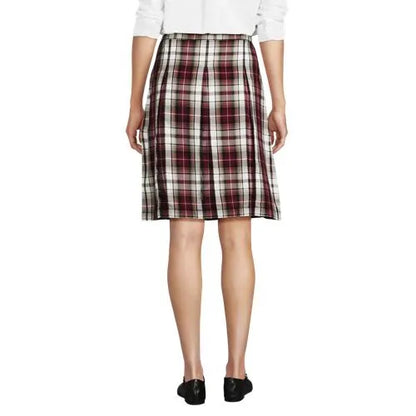 Women's Plaid Box Pleat Skirt Top of the Knee