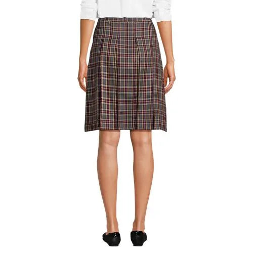 School Uniform Girls Plaid Box Pleat Skirt Top of the Knee