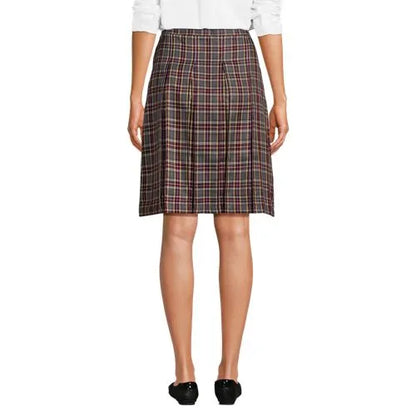 School Uniform Girls Plaid Box Pleat Skirt Top of the Knee