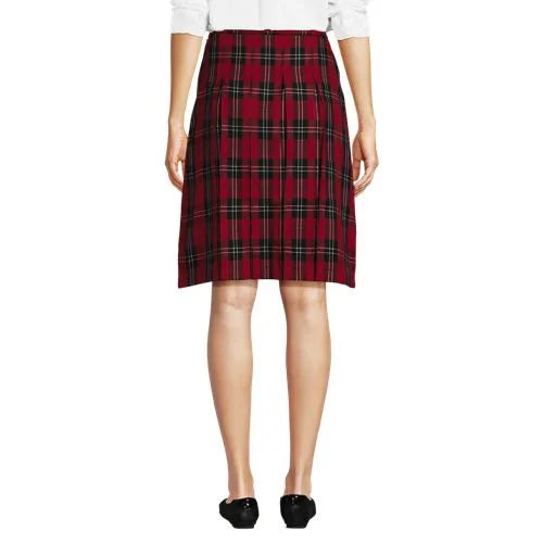 School Uniform Girls Plaid Box Pleat Skirt Top of the Knee
