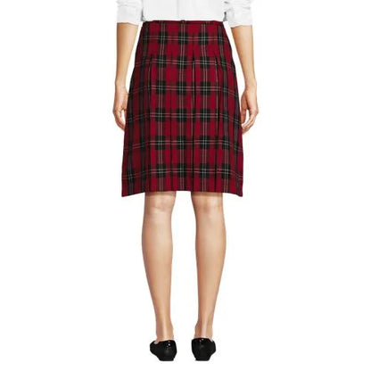 School Uniform Girls Plaid Box Pleat Skirt Top of the Knee