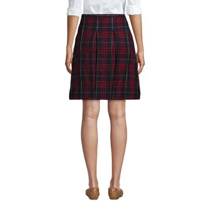 School Uniform Girls Plaid Box Pleat Skirt Top of the Knee