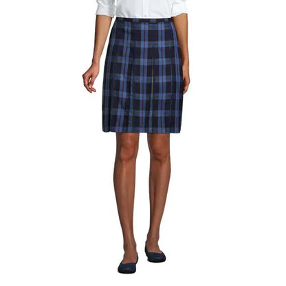 School Uniform Girls Plaid Box Pleat Skirt Top of the Knee