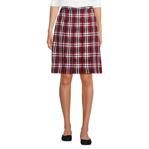 School Uniform Girls Plaid Box Pleat Skirt Top of the Knee