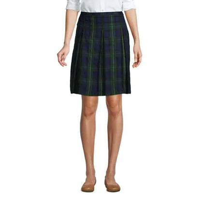 School Uniform Girls Plaid Box Pleat Skirt Top of the Knee