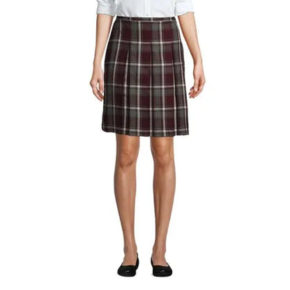 Women's Plaid Box Pleat Skirt Top of the Knee