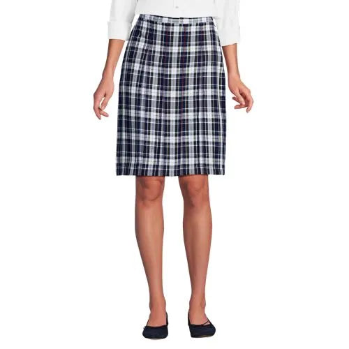School Uniform Girls Plaid Box Pleat Skirt Top of the Knee