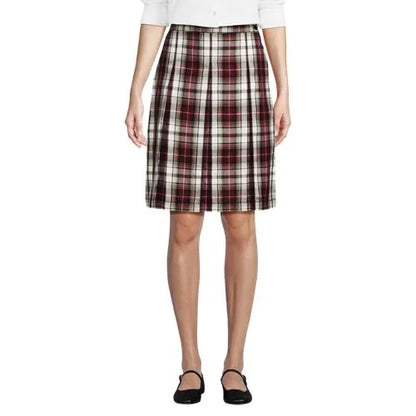 Women's Plaid Box Pleat Skirt Top of the Knee