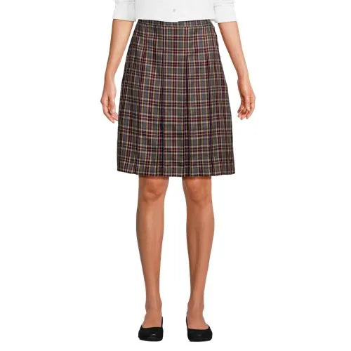 School Uniform Girls Plaid Box Pleat Skirt Top of the Knee