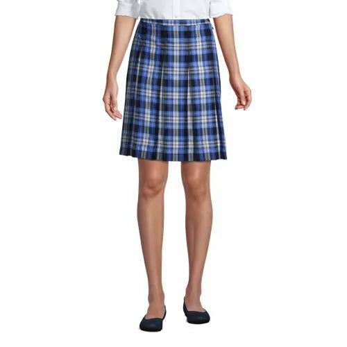 School Uniform Girls Plaid Box Pleat Skirt Top of the Knee