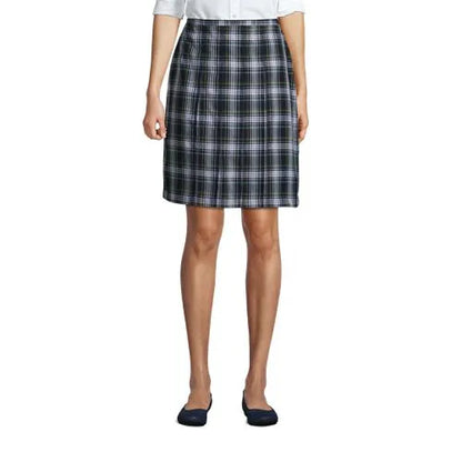 School Uniform Girls Plaid Box Pleat Skirt Top of the Knee