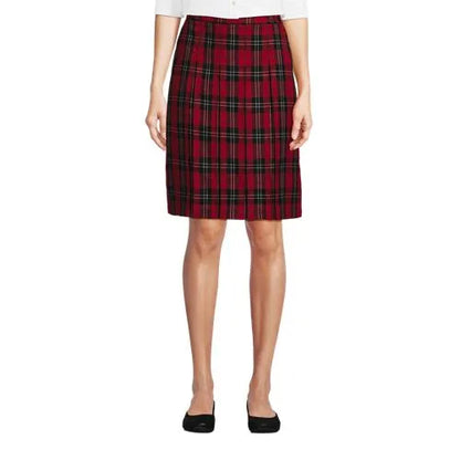 School Uniform Girls Plaid Box Pleat Skirt Top of the Knee