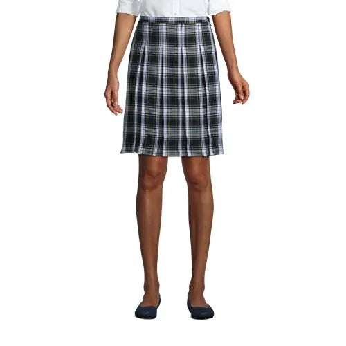 School Uniform Girls Plaid Box Pleat Skirt Top of the Knee