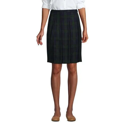 School Uniform Girls Plaid Box Pleat Skirt Top of the Knee