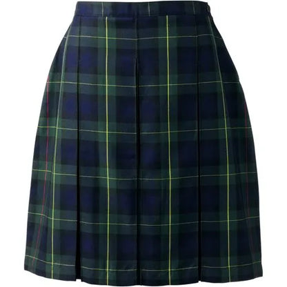 School Uniform Girls Plaid Box Pleat Skirt Top of the Knee