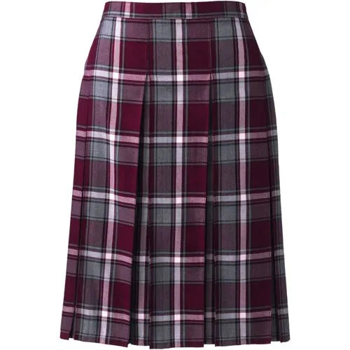 School Uniform Girls Plaid Box Pleat Skirt Top of the Knee