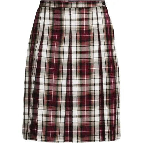 School Uniform Girls Plaid Box Pleat Skirt Top of the Knee