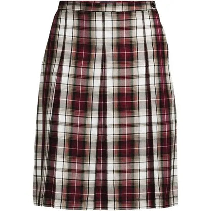 School Uniform Girls Plaid Box Pleat Skirt Top of the Knee