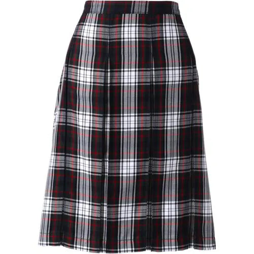 School Uniform Girls Plaid Box Pleat Skirt Top of the Knee