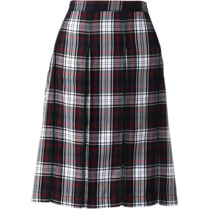 School Uniform Girls Plaid Box Pleat Skirt Top of the Knee