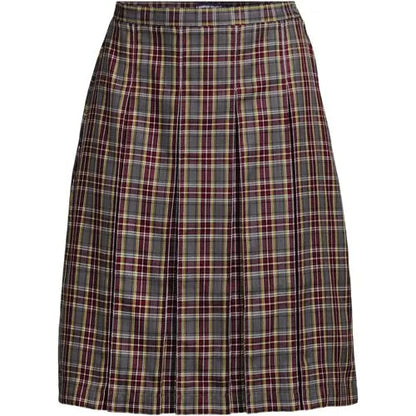 School Uniform Girls Plaid Box Pleat Skirt Top of the Knee